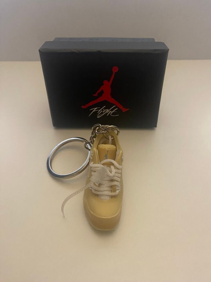 AIR JORDAN 4 RETRO-(OFF-WHITE SAIL)-1/6 SCALE 3D SNEAKER KEYCHAIN WITH BOX