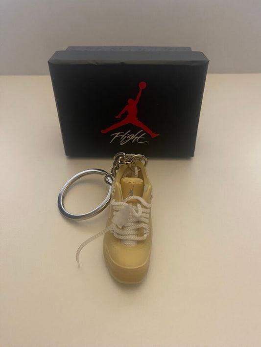 AIR JORDAN 4 RETRO-(OFF-WHITE SAIL)-1/6 SCALE 3D SNEAKER KEYCHAIN WITH BOX