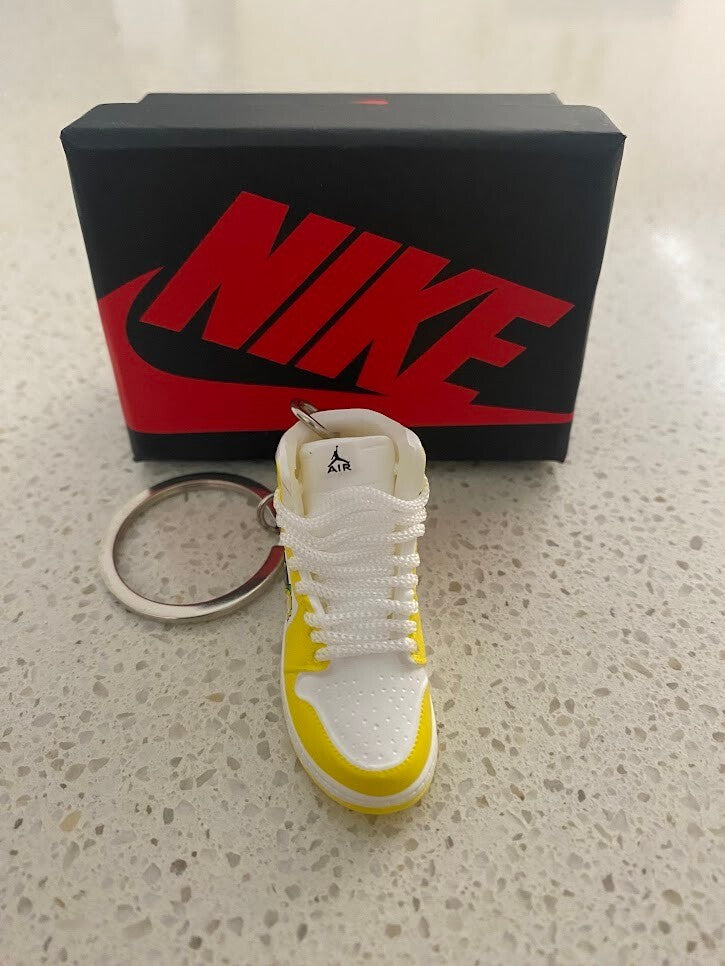 NIKE AIR JORDAN 1 MID-(DYNAMIC YELLOW FLORAL)-3D SNEAKER KEYCHAIN WITH BOX
