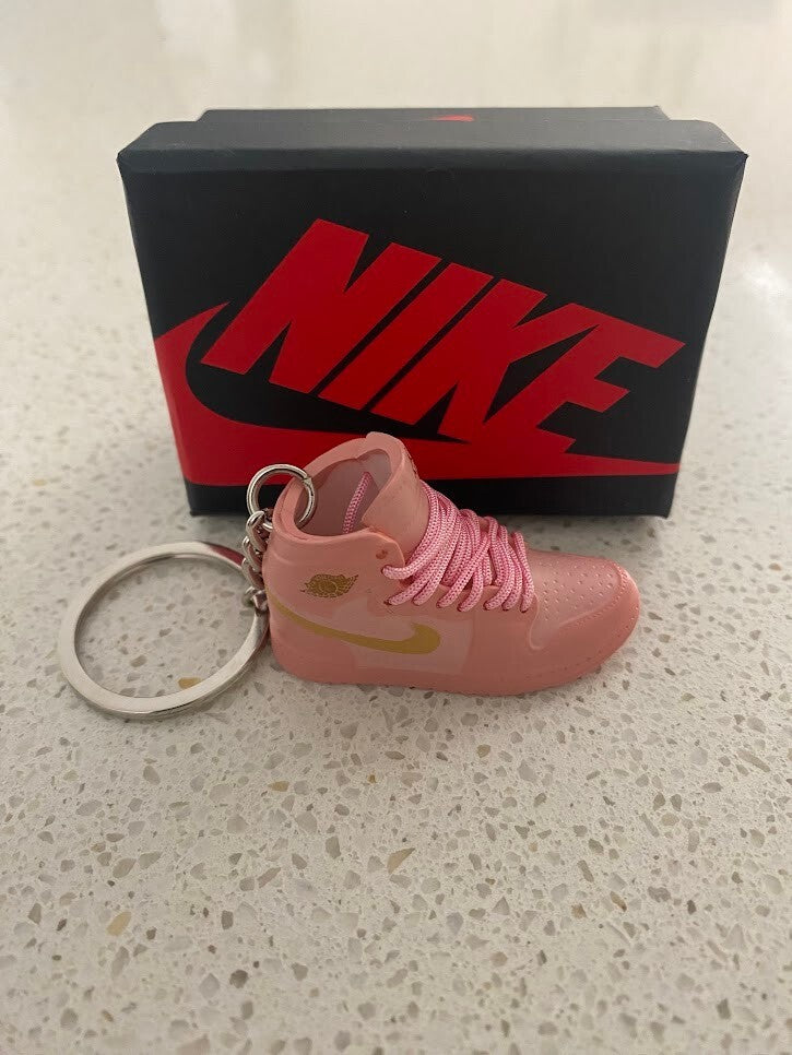 NIKE AIR JORDAN 1 MID-(CORAL GOLD)-3D SNEAKER KEYCHAIN WITH BOX
