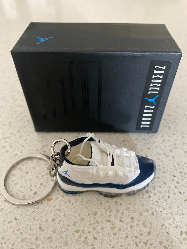 AIR JORDAN 11 RETRO-(UNC WIN LIKE 82)-1/6 SCALE 3D SNEAKER KEYCHAIN WITH BOX
