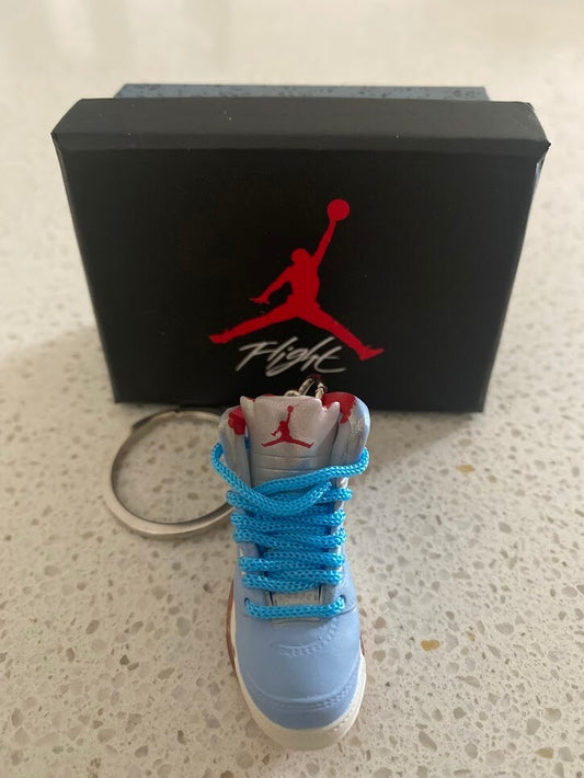 AIR JORDAN 5 RETRO-(TROPHY ROOM ICE BLUE)-1/6 SCALE 3D SNEAKER KEYCHAIN WITH BOX