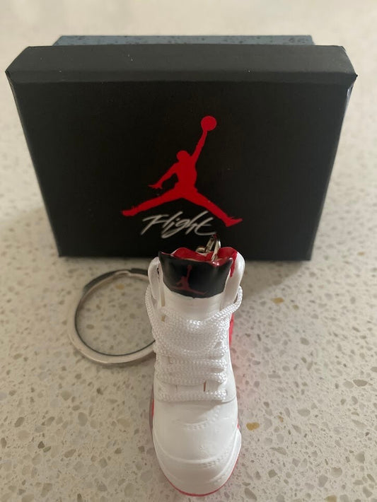 AIR JORDAN 5 RETRO-(FIRE RED BLK TONGUE)-1/6 SCALE 3D SNEAKER KEYCHAIN WITH BOX