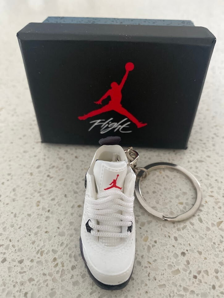 NIKE AIR JORDAN 4 RETRO-(WHITE CEMENT)-3D SNEAKER KEYCHAIN WITH BOX