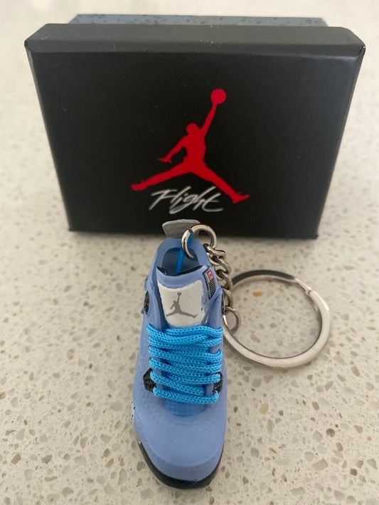 NIKE AIR JORDAN 4 RETRO-(UNIVERSITY BLUE)-3D SNEAKER KEYCHAIN WITH BOX
