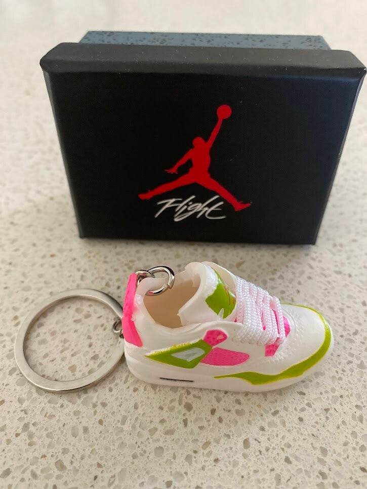 NIKE AIR JORDAN 4 RETRO-(WHITE LEMON PINK)-3D SNEAKER KEYCHAIN WITH BOX