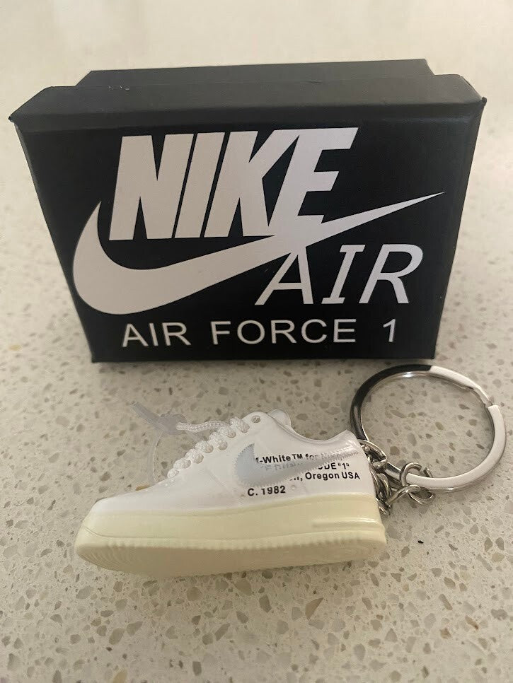 NIKE AIR FORCE 1 LOW OFF-WHITE-(WHITE)-3D SNEAKER KEYCHAIN WITH BOX