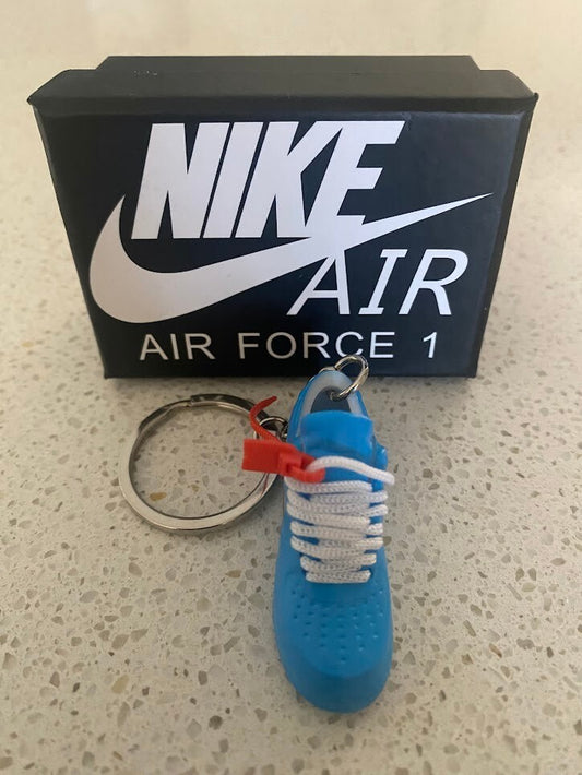 NIKE AIR FORCE 1 LOW OFF-WHITE-(UNIVERSITY BLUE)-3D SNEAKER KEYCHAIN WITH BOX