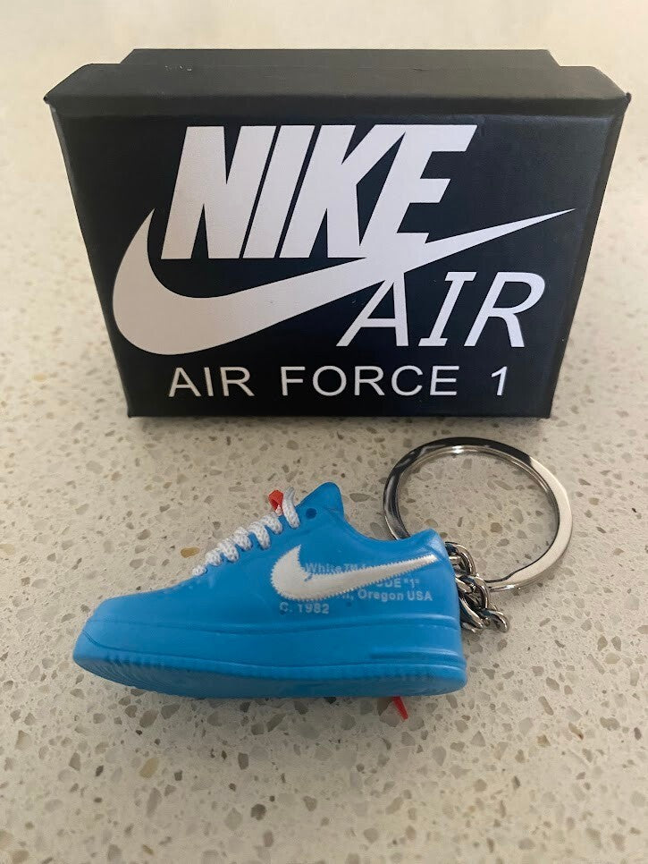 NIKE AIR FORCE 1 LOW OFF-WHITE-(UNIVERSITY BLUE)-3D SNEAKER KEYCHAIN WITH BOX