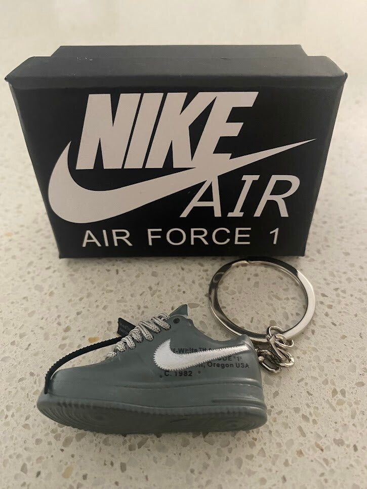 NIKE AIR FORCE 1 LOW OFF-WHITE-(GREY)-3D SNEAKER KEYCHAIN WITH BOX