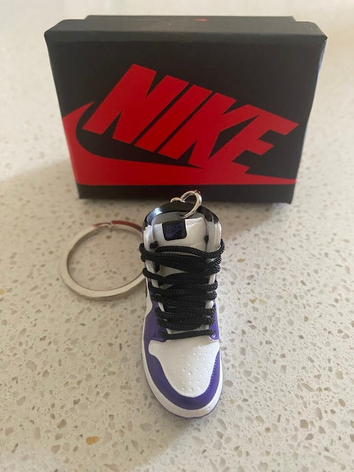AIR JORDAN 1 RETRO HIGH-(COURT PURPLE WHITE)-3D SNEAKER KEYCHAIN WITH BOX