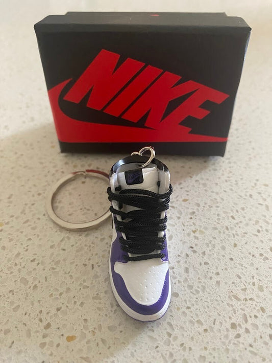 AIR JORDAN 1 RETRO HIGH-(COURT PURPLE WHITE)-3D SNEAKER KEYCHAIN WITH BOX