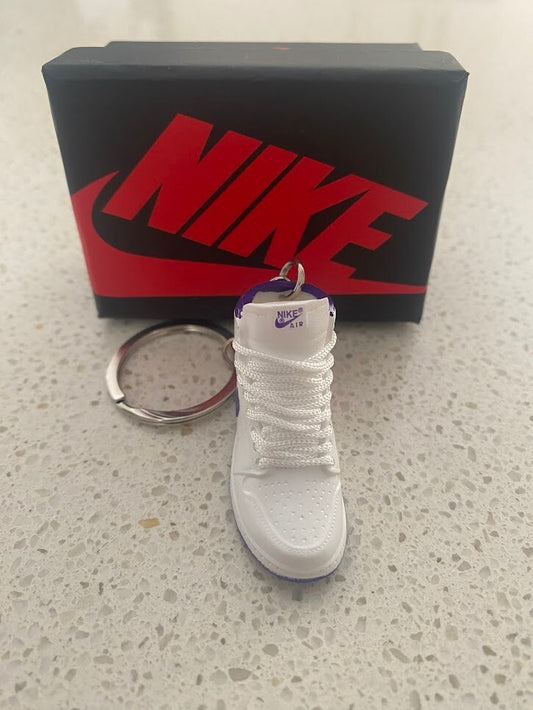 NIKE AIR JORDAN 1 RETRO HIGH-(COURT PURPLE)-3D SNEAKER KEYCHAIN WITH BOX