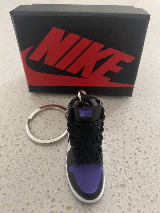 NIKE AIR JORDAN 1 RETRO HIGH-(COURT PURPLE)-3D SNEAKER KEYCHAIN WITH BOX