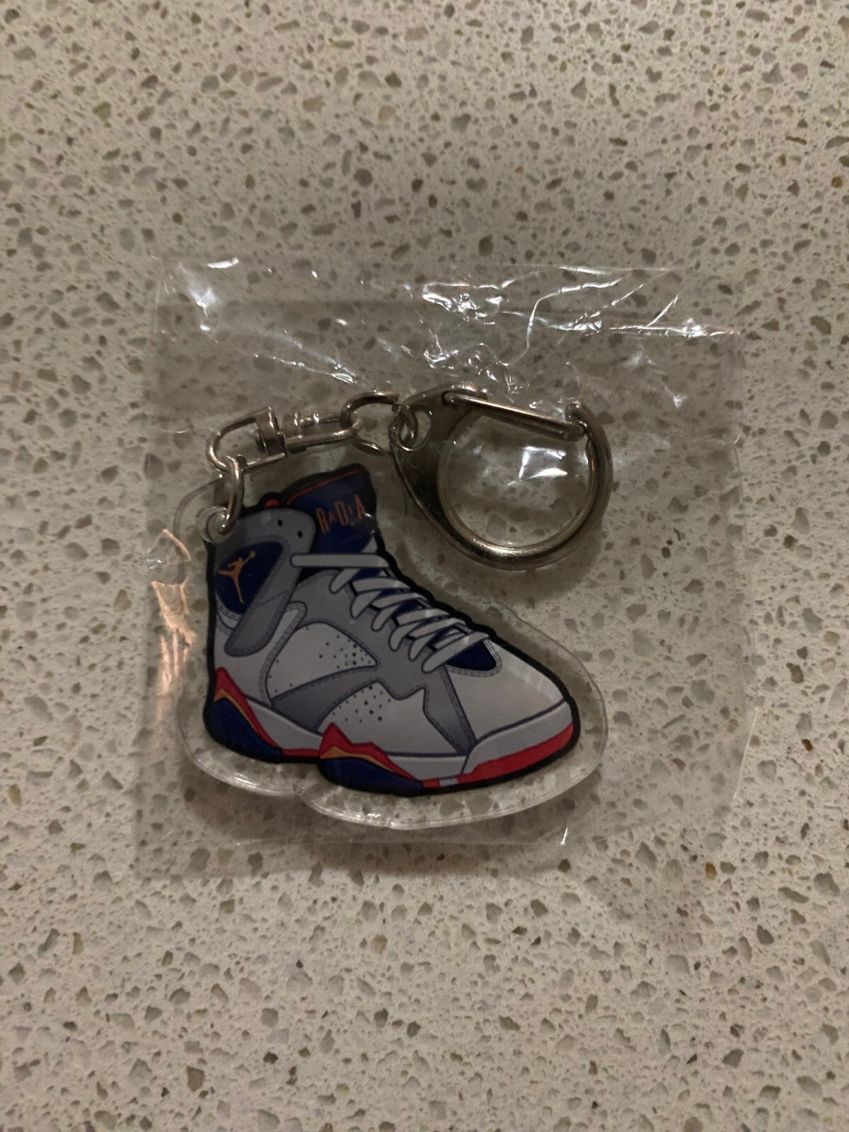 JORDAN 7 RETRO (OLYMPIC) INSPIRED-2D ACRYLIC SNEAKER KEYCHAIN