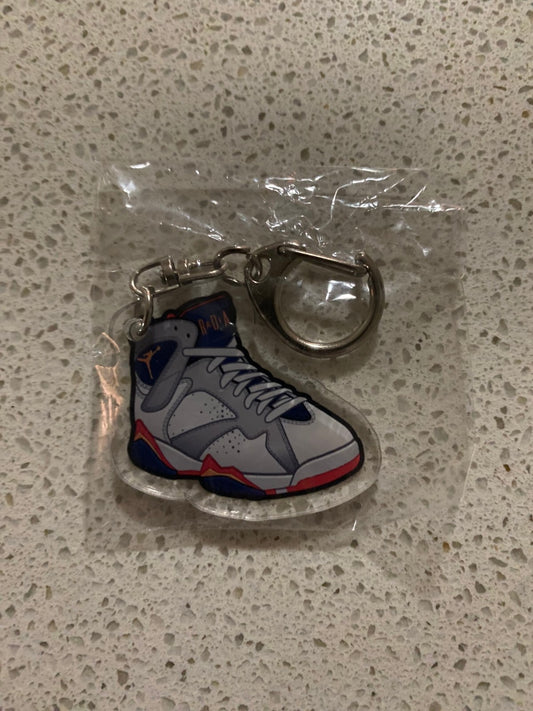 JORDAN 7 RETRO (OLYMPIC) INSPIRED-2D ACRYLIC SNEAKER KEYCHAIN