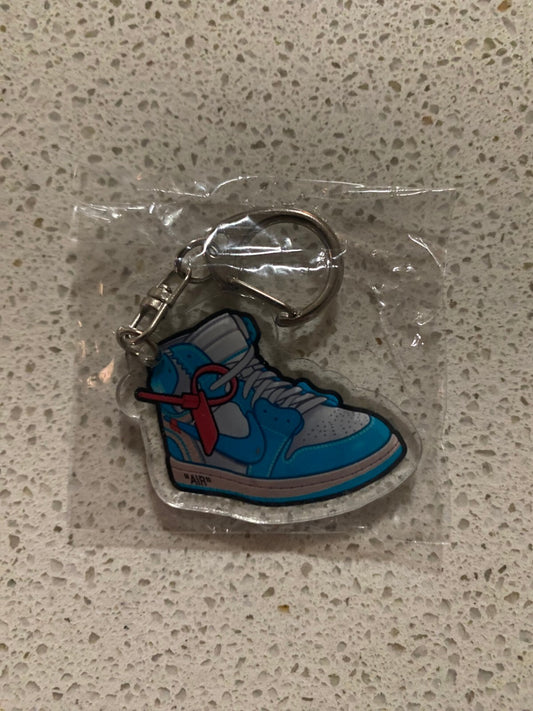 JORDAN 1 RETRO (OFF-WHITE UNIVERSITY BLUE) INSPIRED-2D ACRYLIC SNEAKER KEYCHAIN