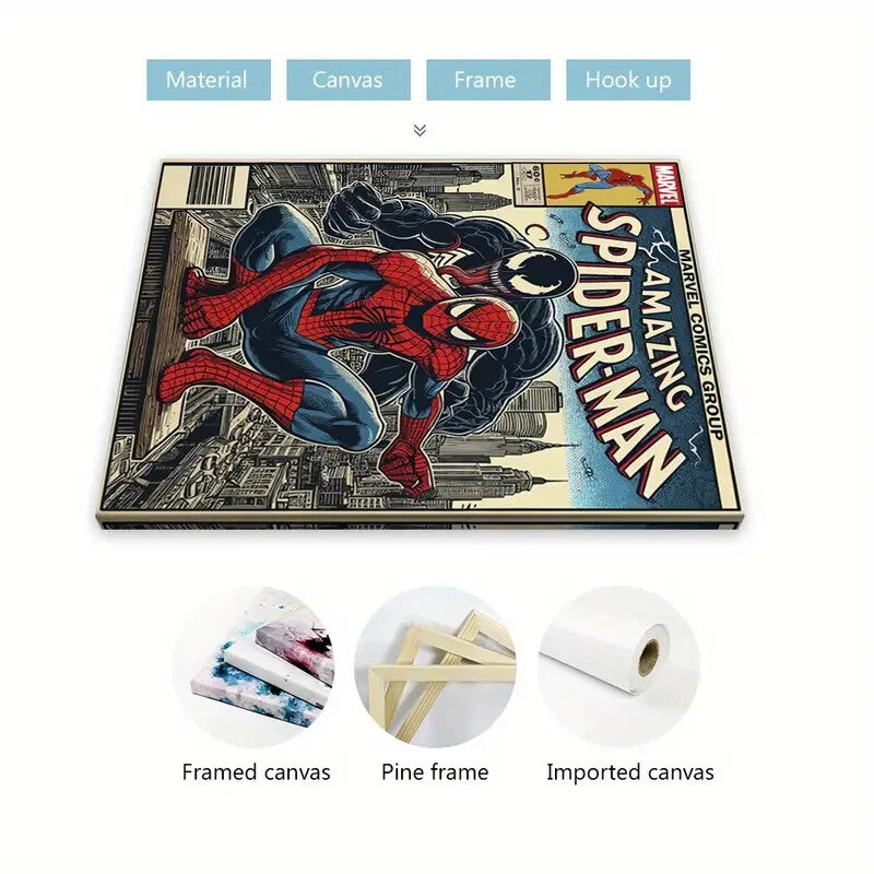 SPIDERMAN & VENOM-MARVEL-FRAMED STRETCHED CANVAS PRINT-READY TO HANG-40CMx60CM