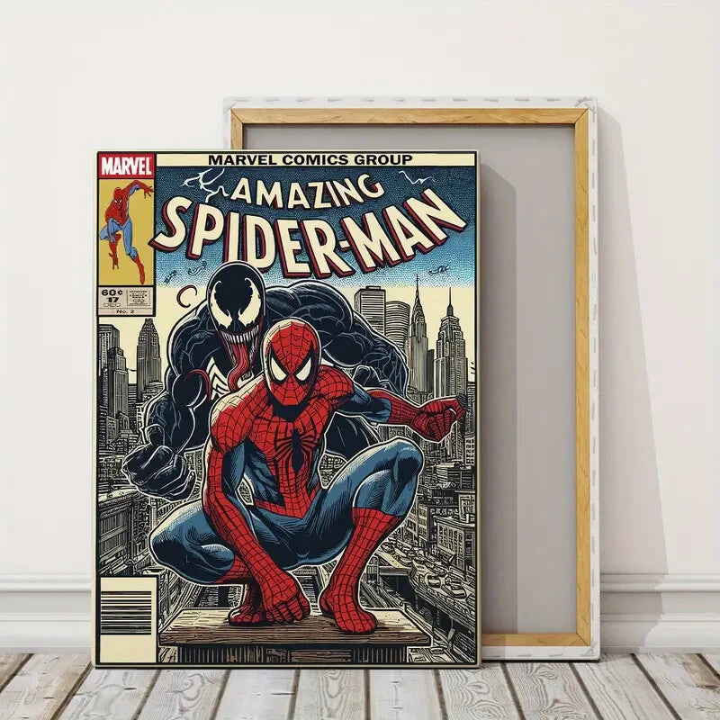 SPIDERMAN & VENOM-MARVEL-FRAMED STRETCHED CANVAS PRINT-READY TO HANG-40CMx60CM