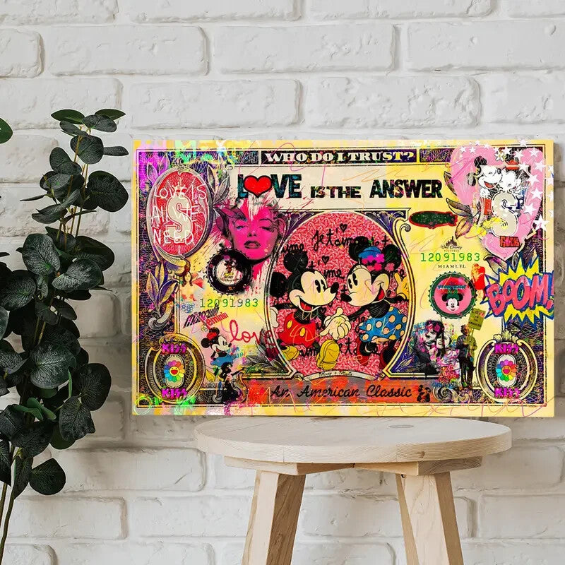 MICKEY & MINNIE MOUSE-FRAMED STRETCHED CANVAS PRINT-ART-READY TO HANG-40CMx60CM