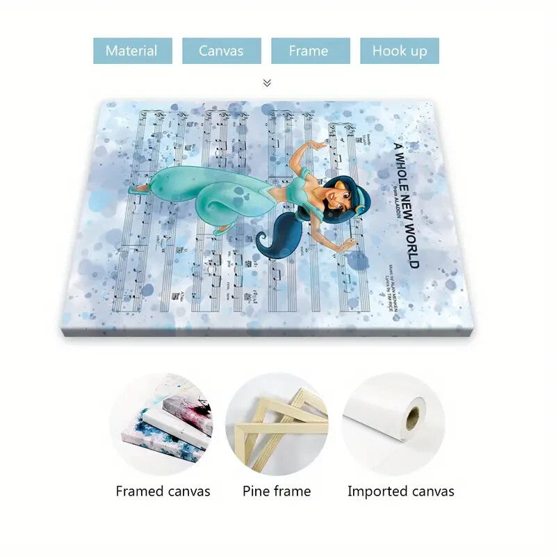 JASMINE-ALADDIN-FRAMED STRETCHED CANVAS PRINT-ART-READY TO HANG-40CMx60CM