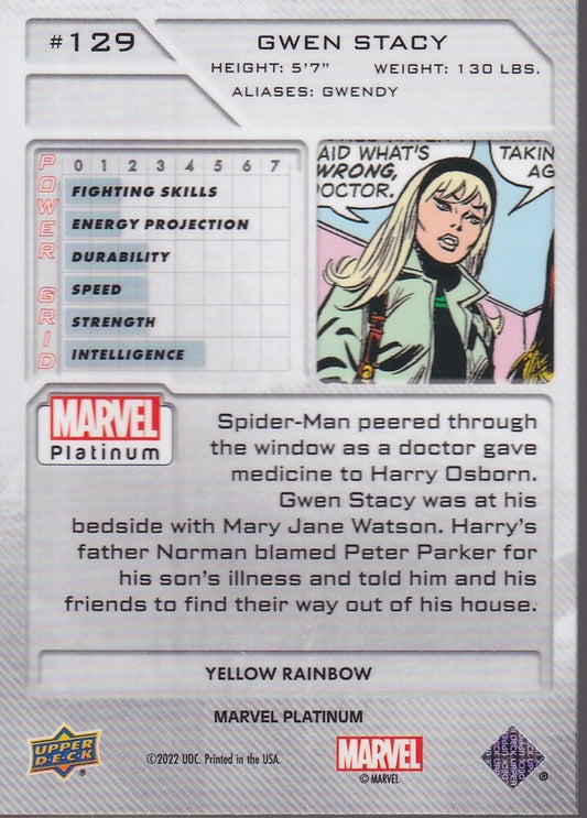2023 MARVEL PLATINUM-GWEN STACY-NO.129 (YELLOW RAINBOW)
