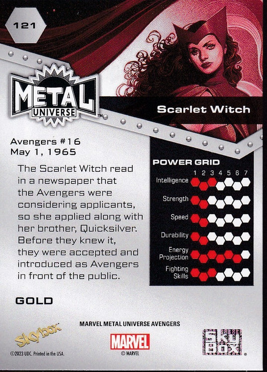 2023 SKYBOX MARVEL METAL AVENGERS-SCARLET WITCH-NO.121 (GOLD FX)