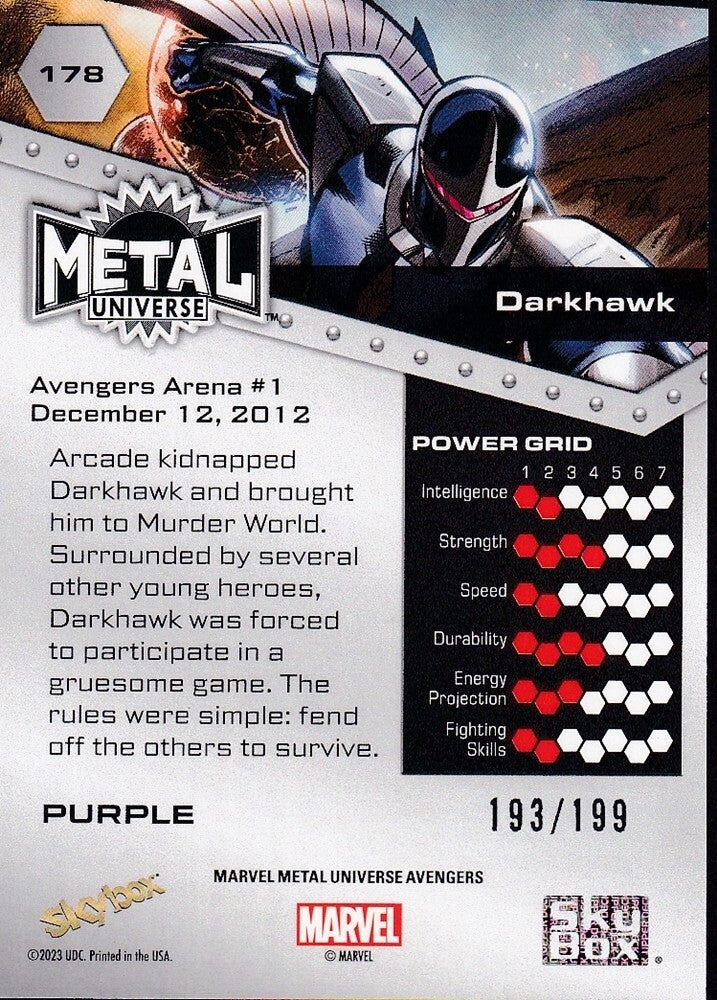 2023 SKYBOX MARVEL METAL AVENGERS-DARKHAWK-NO.178 (PURPLE FX-193/199)