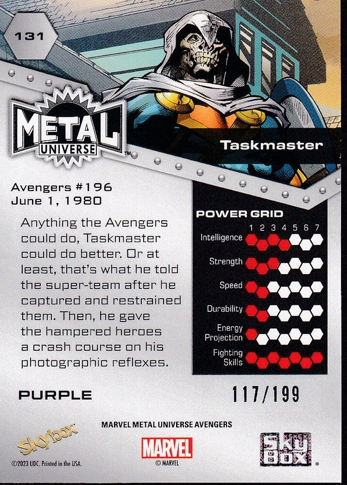 2023 SKYBOX MARVEL METAL AVENGERS-TASKMASTER-NO.131 (PURPLE FX-117/199)
