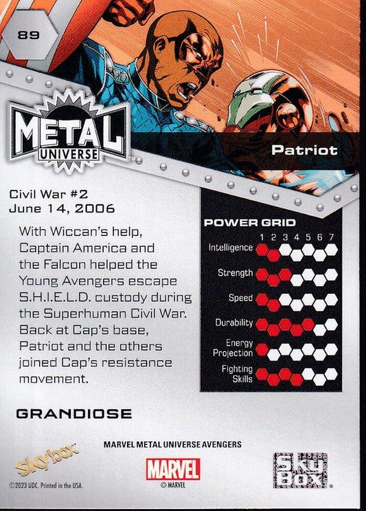 2023 SKYBOX MARVEL METAL AVENGERS-PATRIOT-NO.89 (GRANDIOSE)