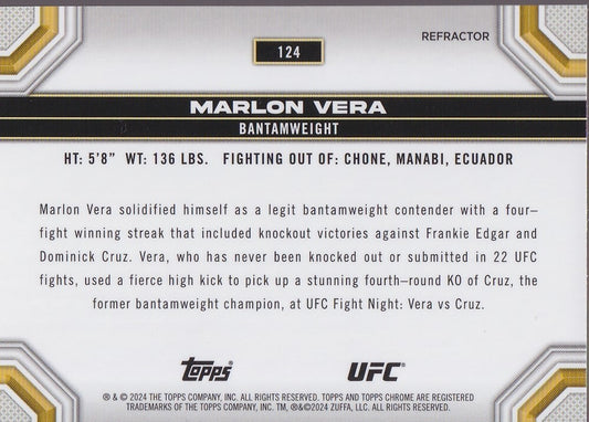 MARLON VERA-NO.124-CHROME REFRACTOR CARD-2024 TOPPS CHROME UFC