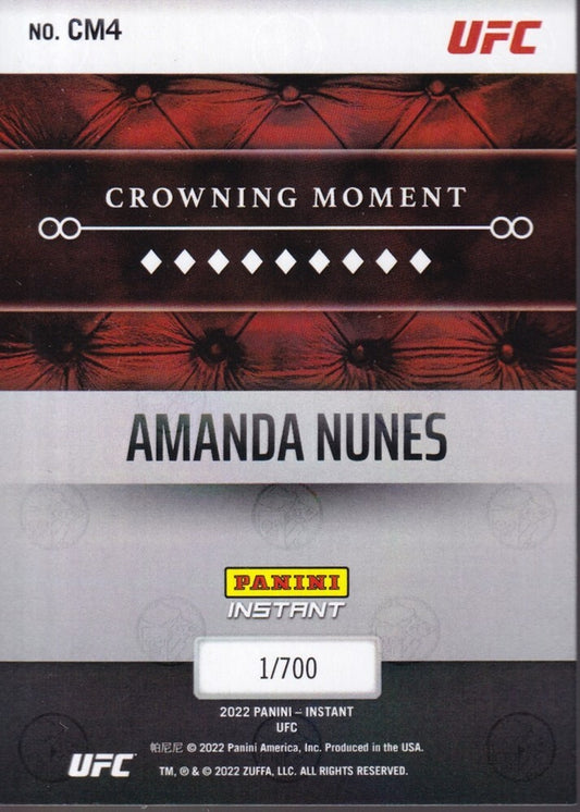 AMANDA NUNES-NO.CM4 (CROWNING MOMENT) 2022 PANINI INSTANT UFC TRADING CARD
