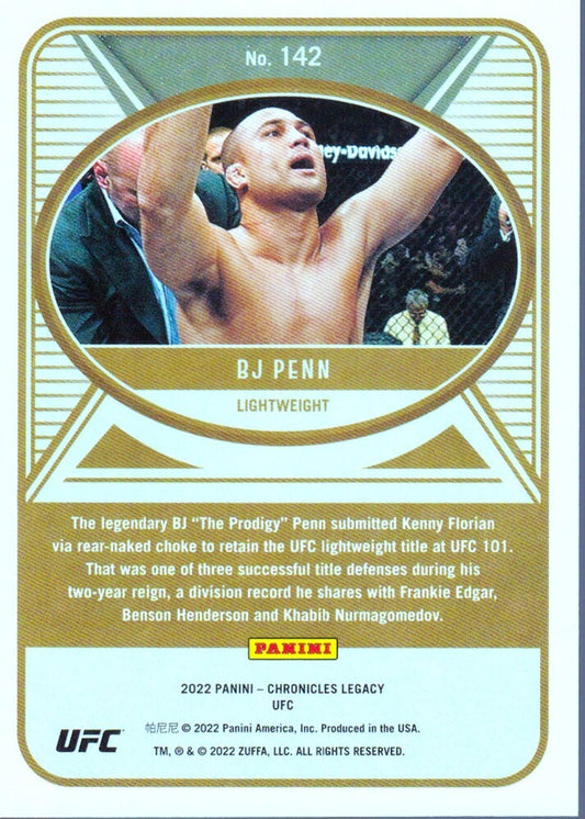 BJ PENN-NO.142 (BASE LEGACY-RED-33/199) 2022 PANINI CHRONICLES LEGACY UFC CARD
