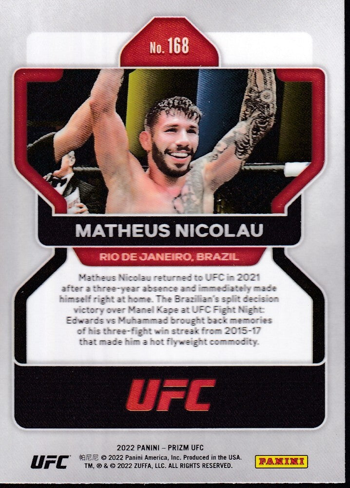 No.168-MATHEUS NICOLAU (RC)-2022 PANINI UFC PRIZM TRADING CARD