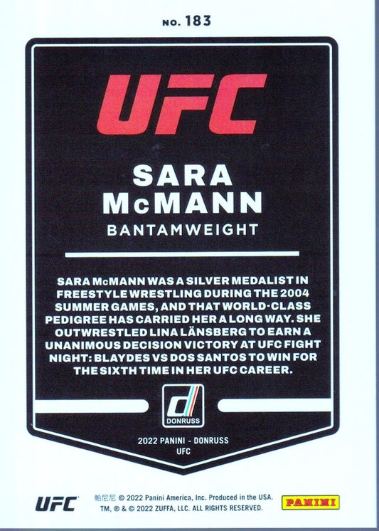 SARA McMANN-NO.183 (HOLO PURPLE LASER-55/99) 2022 PANINI DONRUSS UFC CARD