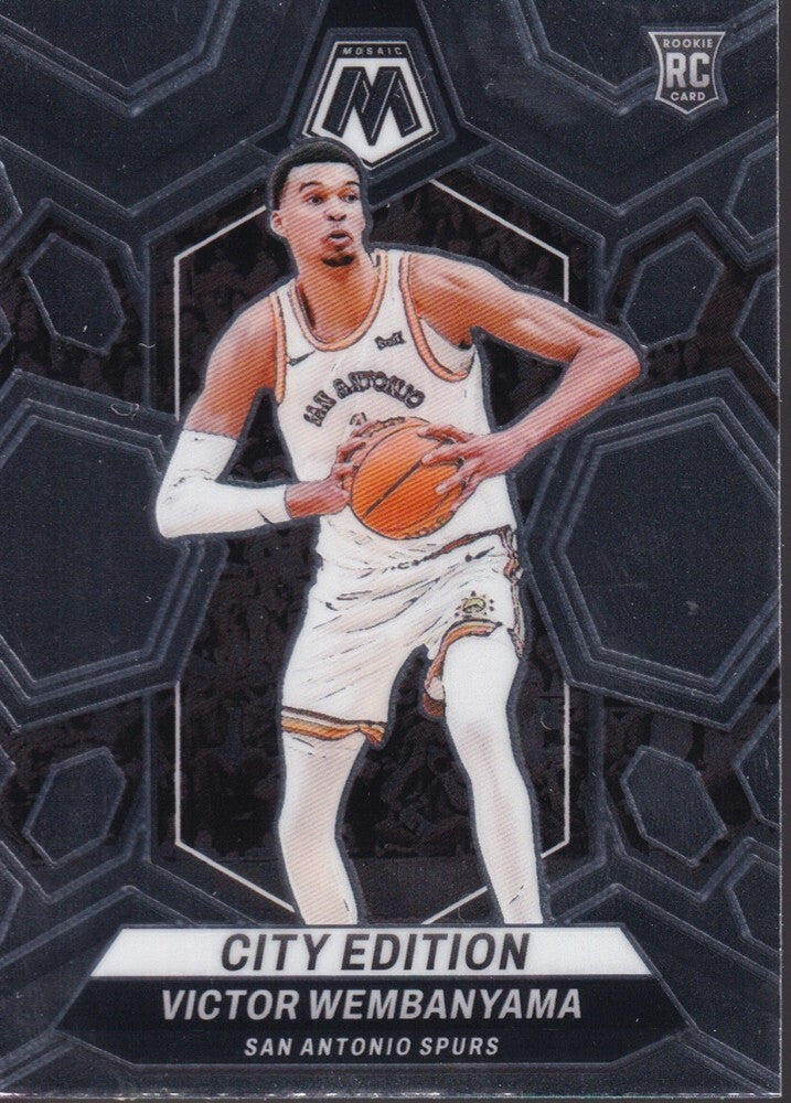 VICTOR WEMBANYAMA-NO.282 (CITY EDITION)-2023-24 PANINI-MOSAIC (RC) ROOKIE CARD