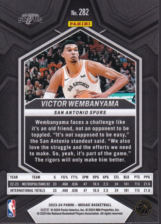 VICTOR WEMBANYAMA-NO.282 (CITY EDITION)-2023-24 PANINI-MOSAIC (RC) ROOKIE CARD