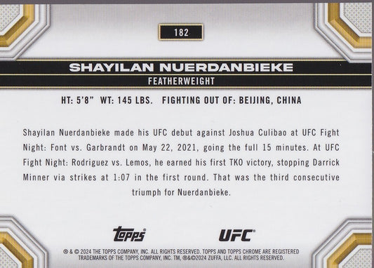 SHAYILAN NUERDANBIEKE-NO.182-PRISM REFRACTOR RC CARD-2024 TOPPS CHROME UFC