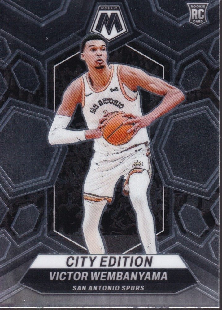 VICTOR WEMBANYAMA-NO.282 (CITY EDITION)-2023-24 PANINI-MOSAIC (RC) ROOKIE CARD