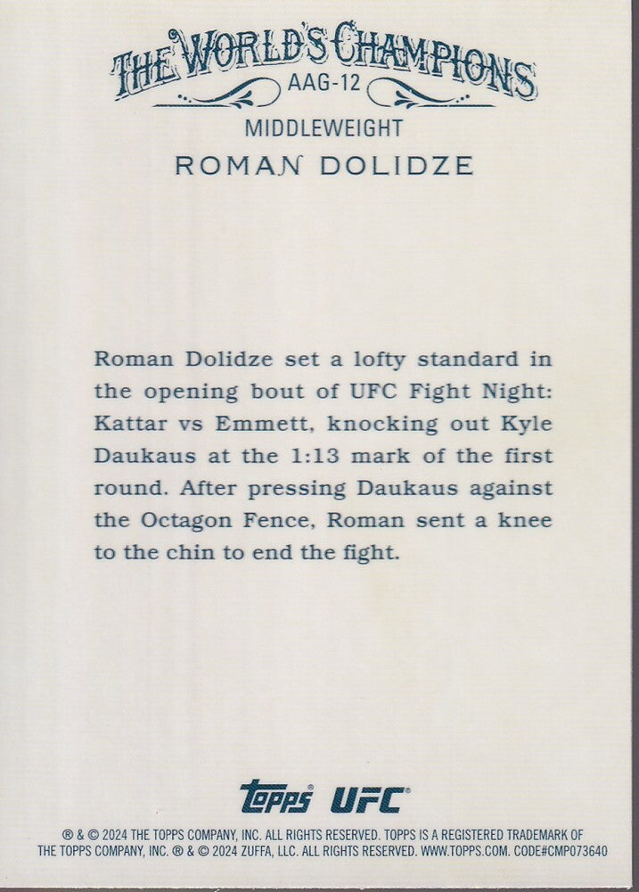 ROMAN DOLIDZE-NO.AAG-12-ALLEN & GINTER INSERT CARD-2024 TOPPS CHROME UFC