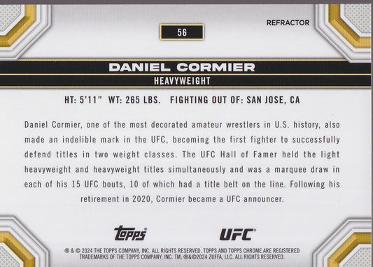 DANIEL CORMIER-NO.56-CHROME REFRACTOR CARD-2024 TOPPS CHROME UFC