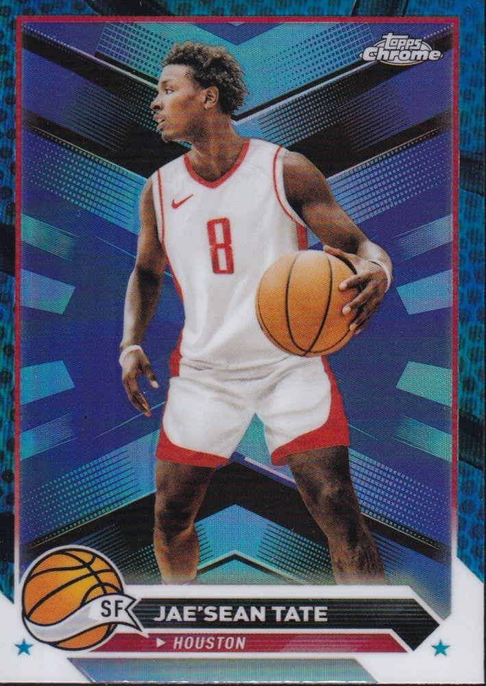 2023-24 Topps Chrome (NBA) Blue Basketball Refractors Card #145-Jae'Sean Tate