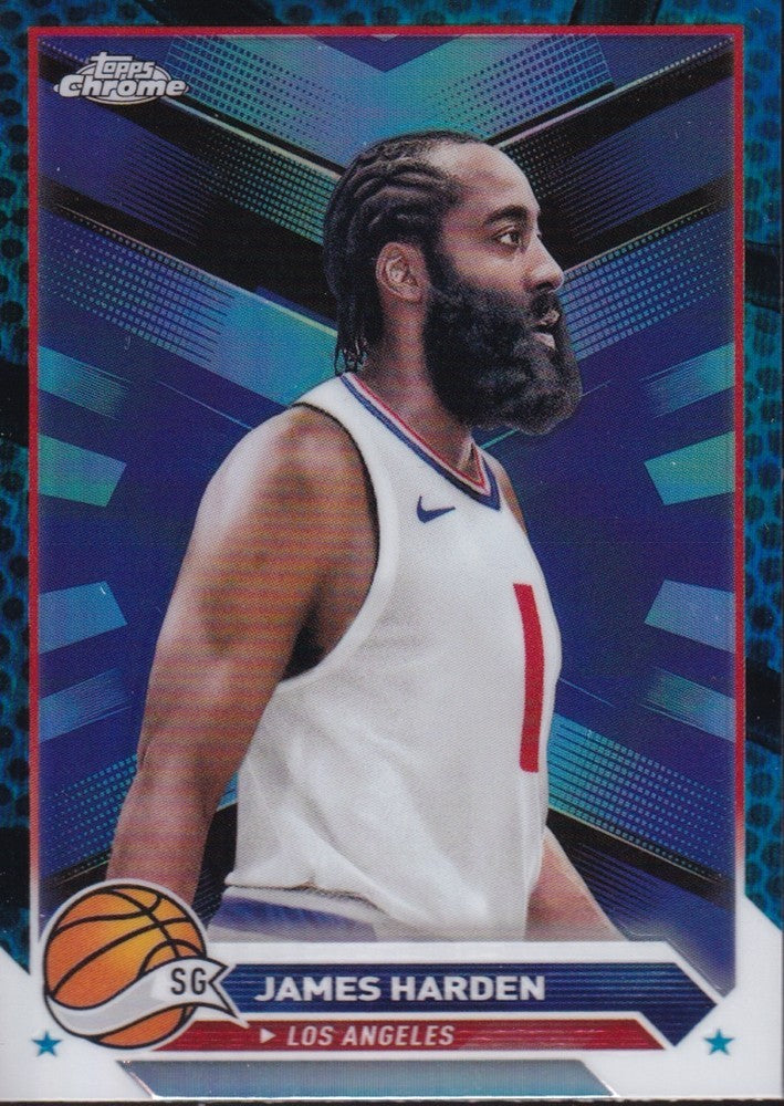 2023-24 Topps Chrome (NBA) Blue Basketball Refractors Card #31-James Harden
