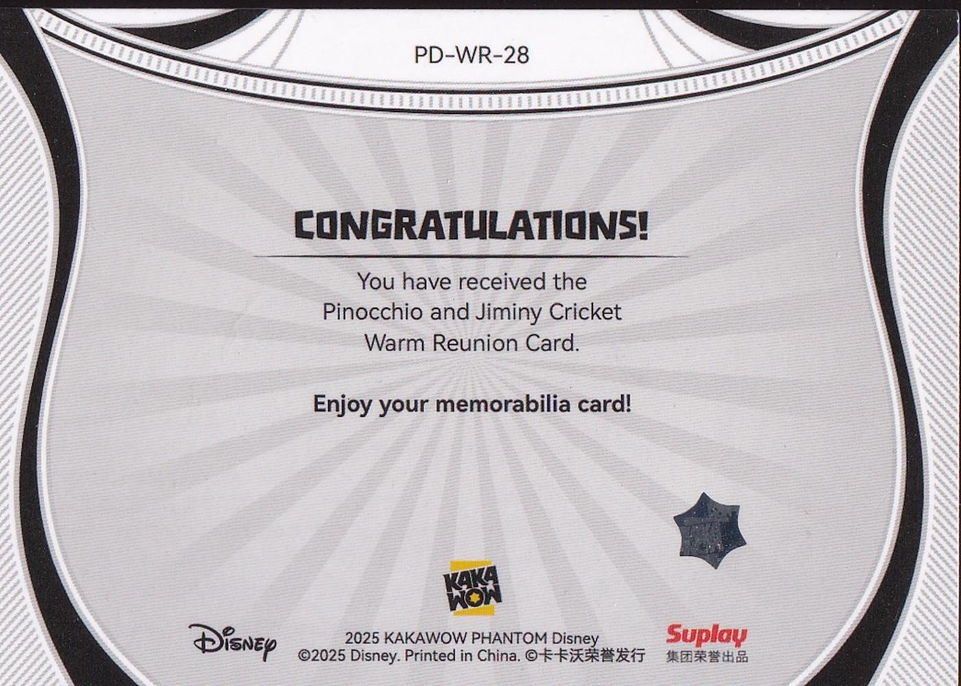 2025 Kakawow Phantom Disney Warm Reunion #PD-WR-28 Pinocchio & Jiminy Cricket