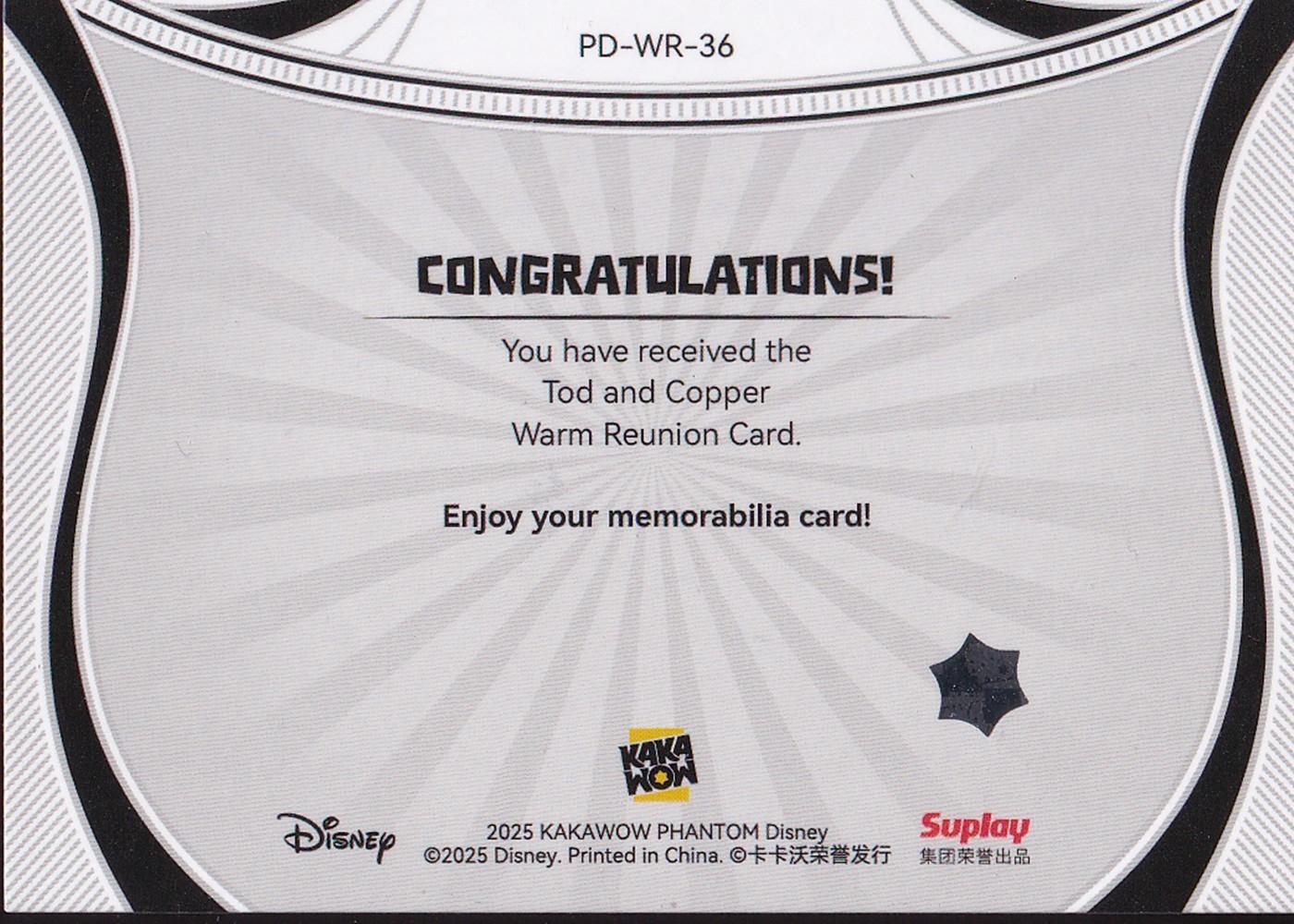 2025 Kakawow Phantom Disney Warm Reunion #PD-WR-36 Tod & Copper