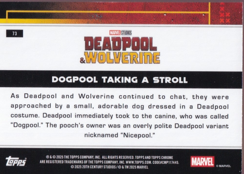 2025 Topps Chrome Deadpool Mini Diamond Refractors #73 Dogpool Taking A Stroll