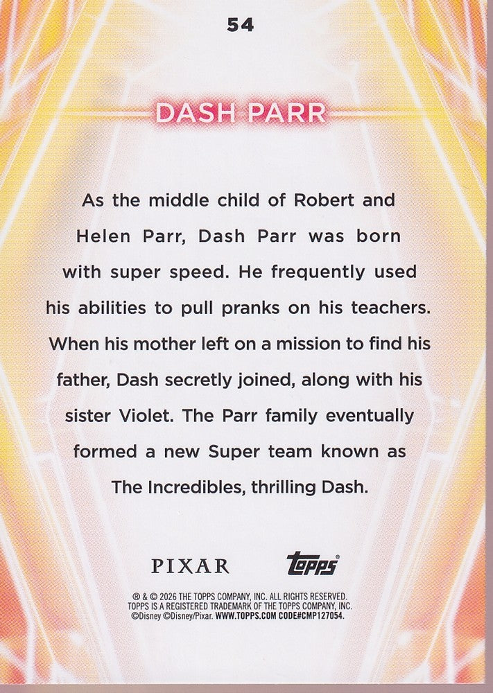 2026 Topps Disney Neon Rainbow Foil #54 Dash Parr