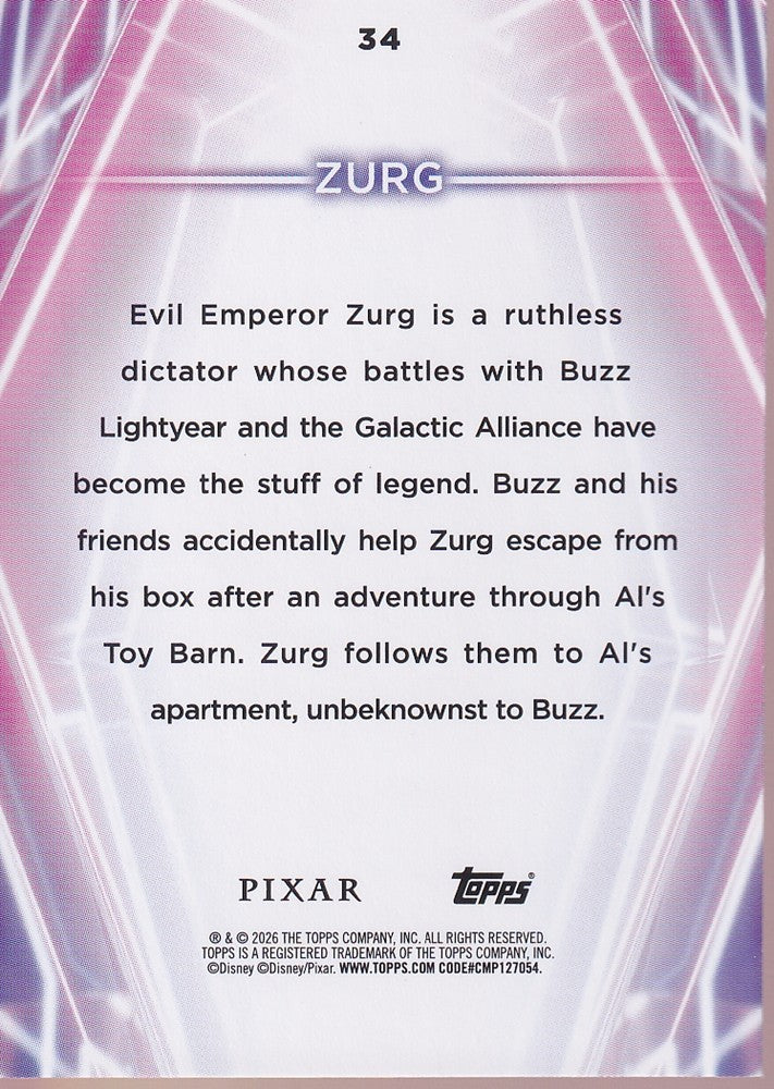 2026 Topps Disney Neon Rainbow Foil #34 Zurg