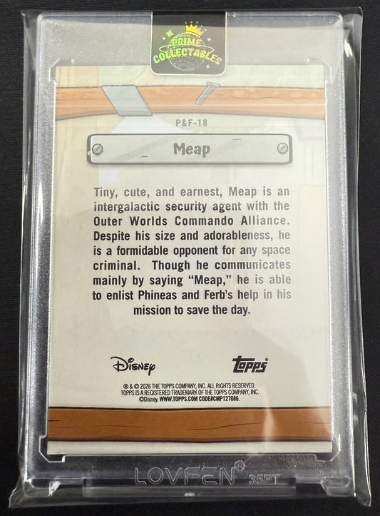 2026 Topps Disney Neon Phineas & Ferb Gold #P&F-18 Meap (32/50)
