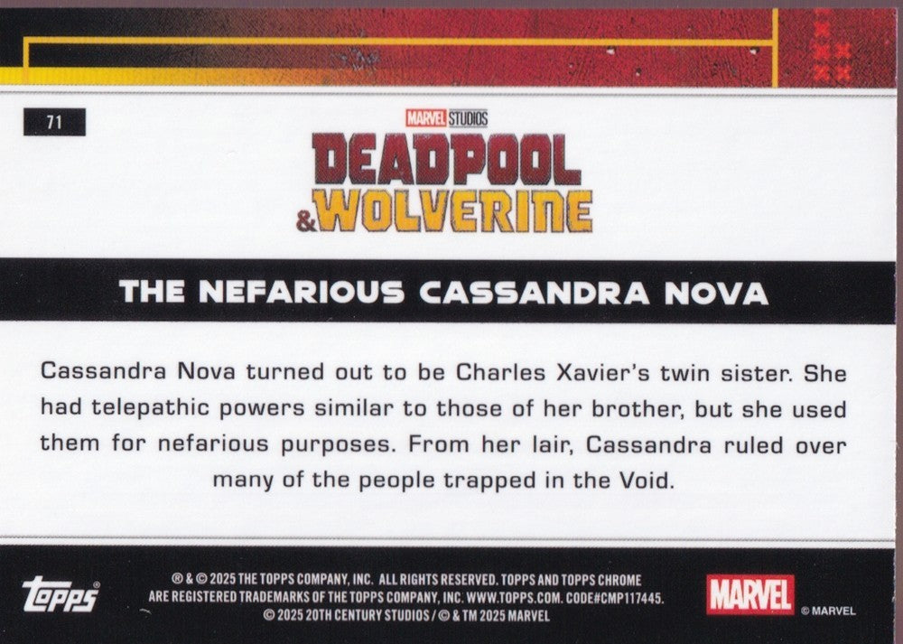 2025 Topps Chrome Deadpool Mini Diamond #71 The Nefarious Cassandra Nova